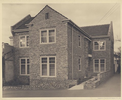 New two storey brick and tile roof flats, corner Simpson and George Streets, East Melbourne, c. 1941