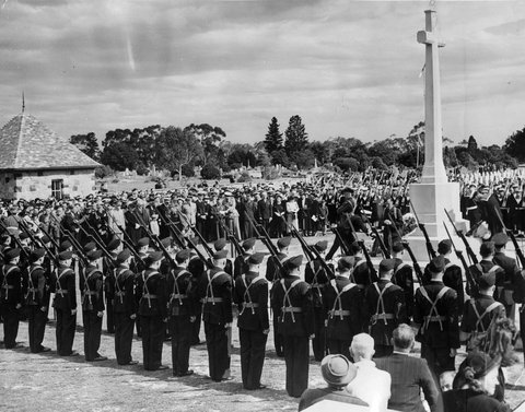 Military graves section of Springvale Cemetery, Melbourne, Victoria during and after World War II, 1943–48