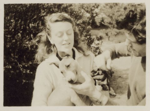 Sun and John Reed with Hank, [dog] Heidelberg '42, 1942