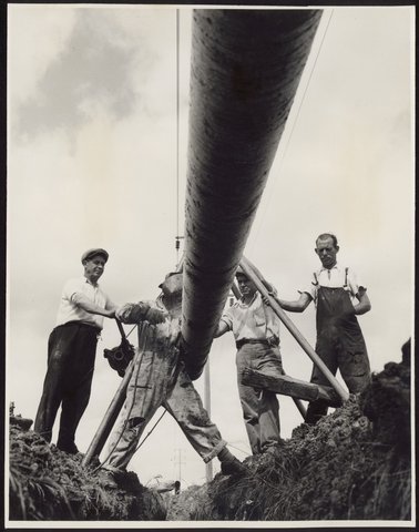"Construction of 36-mile oil pipeline, running underground from the Shell Refinery at Corio to the Company's Newport installation", 1953?