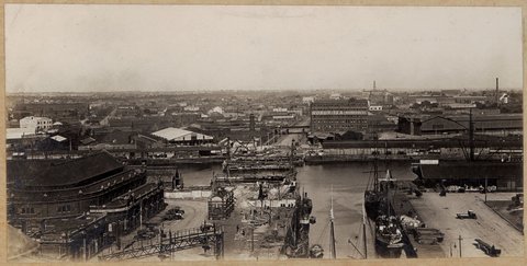 Bridge from railway offices, Spencer St., 16th April, 1929 [Melbourne, Vic.]