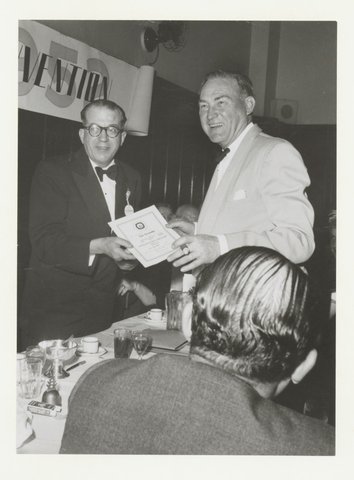 Levante receiving "Life Member" Certificate, A.S.M., Melbourne, 1952, c. 1952