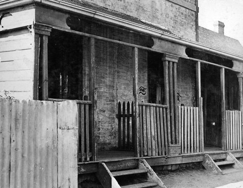 North Melbourne. Two two-storied houses, c. 1935