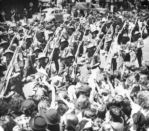 17th Brigade marching through Melbourne, c. 1943
