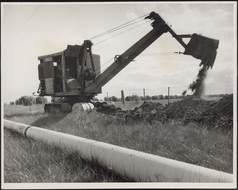 "Construction of 36-mile oil pipeline, running underground from the Shell Refinery at Corio to the Company's Newport installation", 1953?
