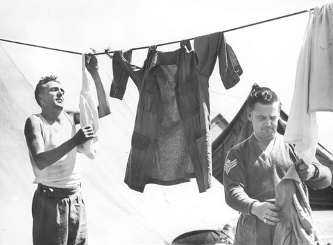 Some of the British soldiers' activities in camp in Melbourne, Australia, c. 1944