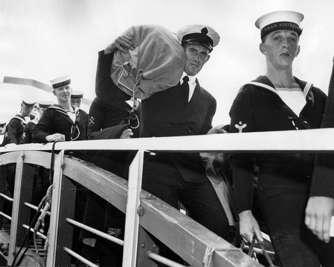 Ratings on H.M.A.S. Australia coming ashore at Port Melbourne, 1952–54