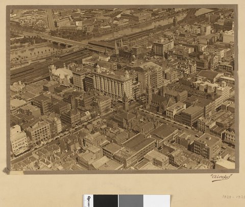 Russell Street and Collins Street, looking south across Princes Bridge, 1927–28