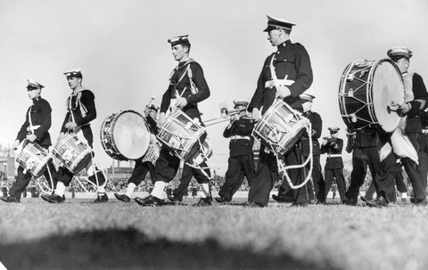 Navy band lead Parade at Independence Day Sports Carnival at Richmond, 1940–45