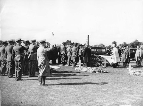 Last Post at the military funeral of Lt. Stewart Woods at Springvale Cemetery, c. 1943