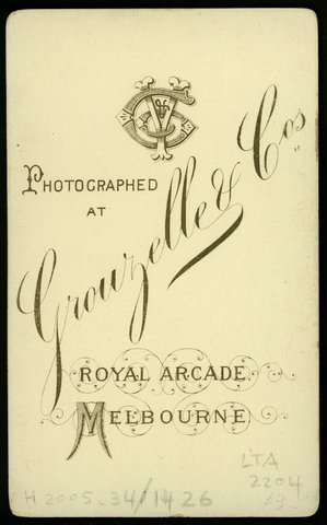 Portrait photographs by Grouzelle & Co. Royal Arcade, Melbourne, Vic, 1884–87