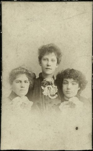 Studio portrait of three young women, Melbourne, Victoria, 1888–89