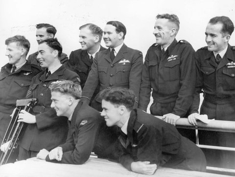 Men of the R.A.A.F. on their return to Melbourne, 1945