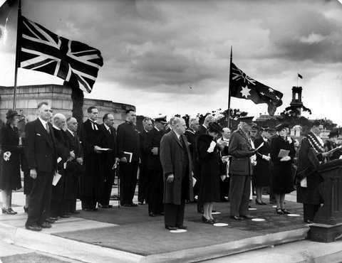V-E Day celebration at Shrine of Remembrance, Melbourne, Victoria, 1942–48