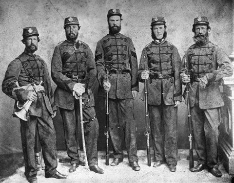Voluntary infantrymen, from the Carlton Company, 1865