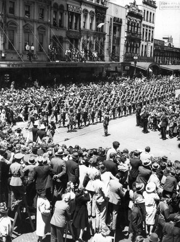 17th Brigade marching through Melbourne, 1940–46