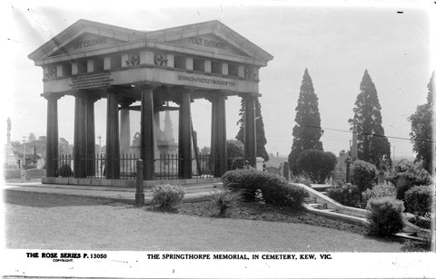 THE SPRINGTHORPE MEMORIAL, IN CEMETERY, KEW, VIC, 1920–54