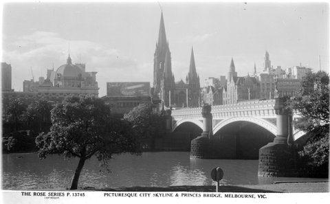 PICTURESQUE CITY SKYLINE & PRINCES BRIDGE, MELBOURNE, VIC, 1920–54