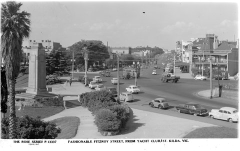 FASHIONABLE FITZROY STREET, FROM YACHT CLUB, ST. KILDA, VIC, 1920–54