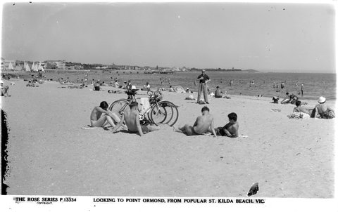LOOKING TO POINT ORMOND, FROM POPULAR ST. KILDA BEACH, VIC, 1920–54