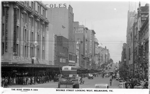 Bourke Street Looking West, Melbourne, Vic, 1920–54