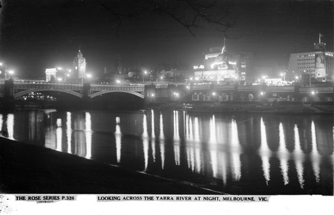 Looking Across The Yarra River At Night, Melbourne, Vic, 1920–54