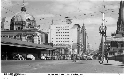 Swanston Street, Melbourne, Vic. From Princes Bridge, Looking Towards Flinders Street Station, 1920–54