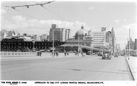 APPROACH TO CITY ACROSS PRINCES BRIDGE, MELBOURNE, VIC, 1920–54