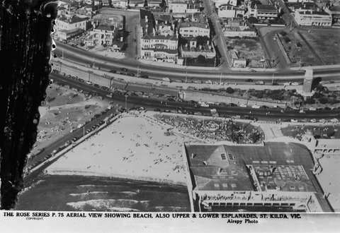 Aerial View, Showing Beach, Also Upper And Lower Esplanades, St. Kilda. Vic, 1920–54