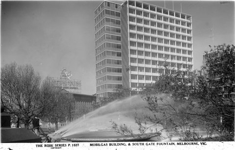 Mobilgas Building, & South Gate Fountain, Melbourne, Vic, 1920–54