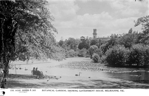 Botanical Gardens, Showing Government House, Melbourne, Vic, 1920–54