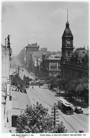 Town Hall & Collins Street, Melbourne, Vic, 1920–54