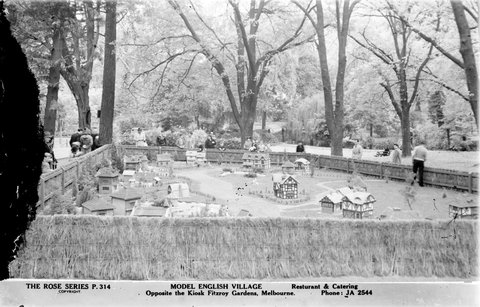 Model English village, opposite the Kiosk, Fitzroy Gardens, Melbourne, 1920–54
