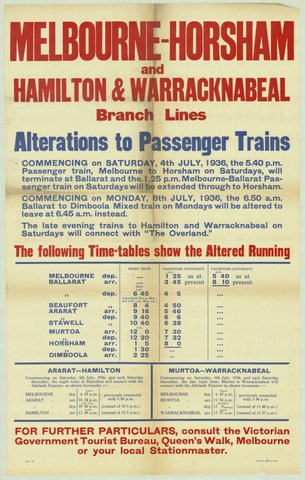 Melbourne-Horsham and Hamilton & Warracknabeal branch lines, 1935–42