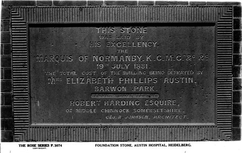 Foundation Stone, Austin Hospital, Heidelberg, 1920–54