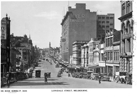 "LONSDALE STREET, MELBOURNE ; THE CITY SKYLINE FROM ST. KILDA ROAD, MELBOURNE", 1920–54