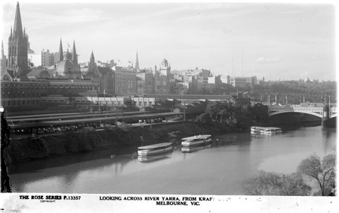 LOOKING ACROSS RIVER YARRA, FROM KRAFT CHEESE BUILDING, MELBOURNE, VIC, 1920–54