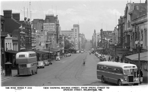 View Showing Bourke Street, From Spring Street To Spencer Street, Melbourne, Vic, 1941–54
