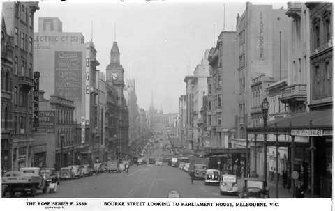 Bourke Street Looking To Parliament House, Melbourne, Vic, 1920–54
