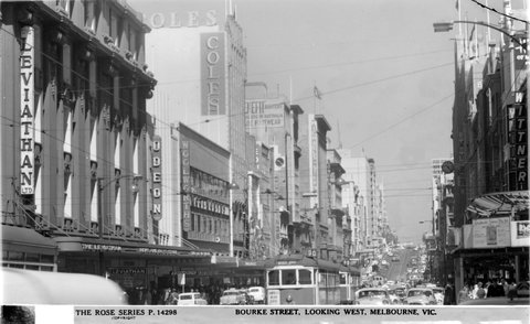 BOURKE STREET, LOOKING WEST, MELBOURNE, VIC, 1920–54