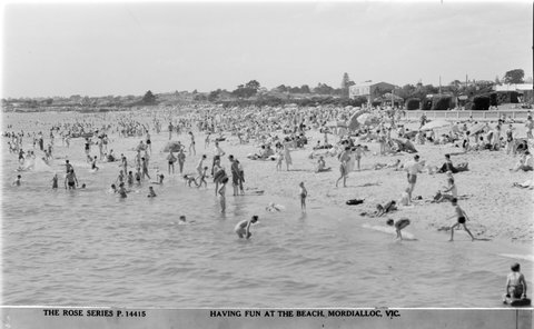 HAVING FUN AT THE BEACH, MORDIALLOC, VIC, 1920–54