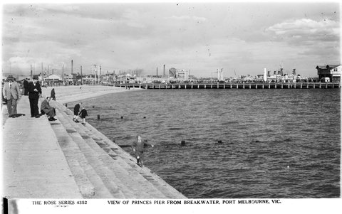 VIEW OF PRINCES PIER FROM BREAKWATER, PORT MELBOURNE, VIC, 1920–54