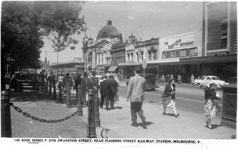 SWANSTON STREET, NEAR FLINDERS STREET RAILWAY STATION, MELBOURNE, VIC, 1920–54