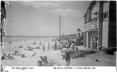 THE BEACH, SHOWING L.S. CLUB, CHELSEA, VIC, 1920–54