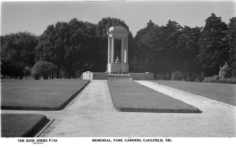 Memorial, Park Gardens, Caulfield, Vic, 1920–54