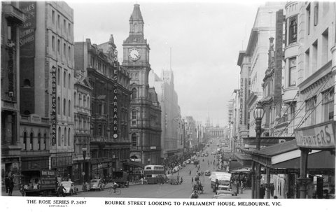 Bourke Street Looking To Parliament House, Melbourne, Vic, 1920–54