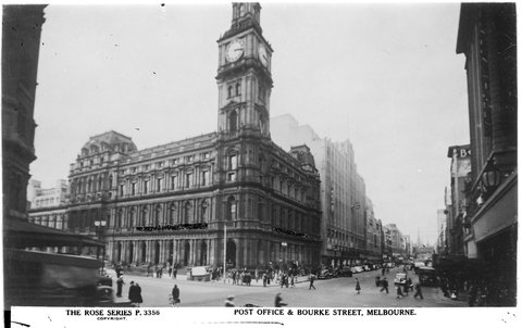 "POST OFFICE and BOURKE STREET, MELBOURNE.", 1920–54