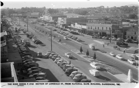 SECTION OF LONSDALE ST. FROM NATIONAL BANK BUILDING, DANDENONG, VIC, 1920–54