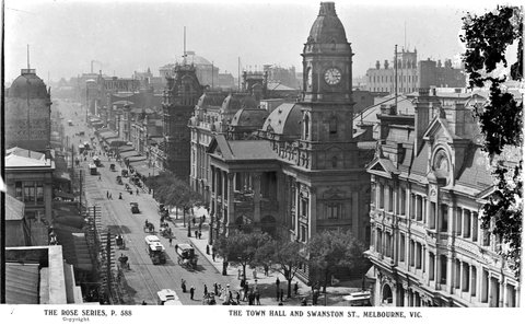 The Town Hall And Swanston Street, Melbourne, Vic, 1920–54