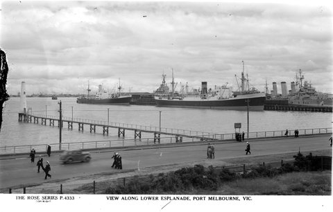 VIEW ALONG LOWER ESPLANADE, PORT MELBOURNE, VIC, 1940–54